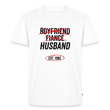 Boyfriend Fiancé Husband Est 1980 - Men's Premium Organic T-Shirt - white - Front - Nico (187cm)