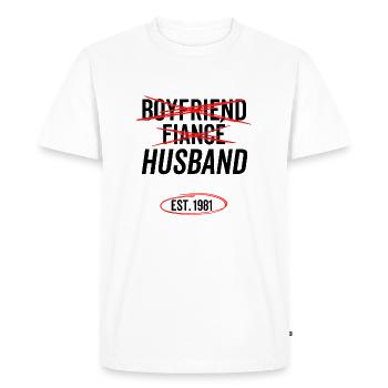 Boyfriend Fiancé Husband Est 1981 - Men's Premium Organic T-Shirt - white - Front - Nico (187cm)