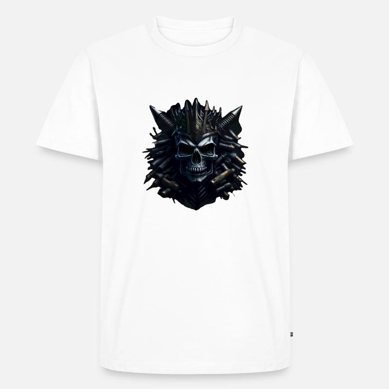 WIKINGER SCHÄDEL I SKULL DESIGN - Männer Premium Bio T-Shirt - Weiß