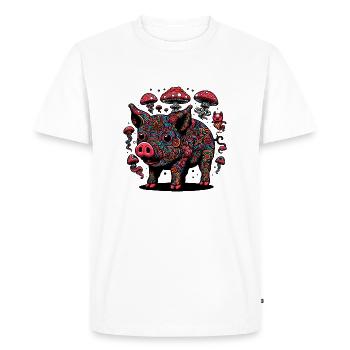 Trippy Polka Dot Pig - Men's Premium Organic T-Shirt - white - Front - Nico (187cm)