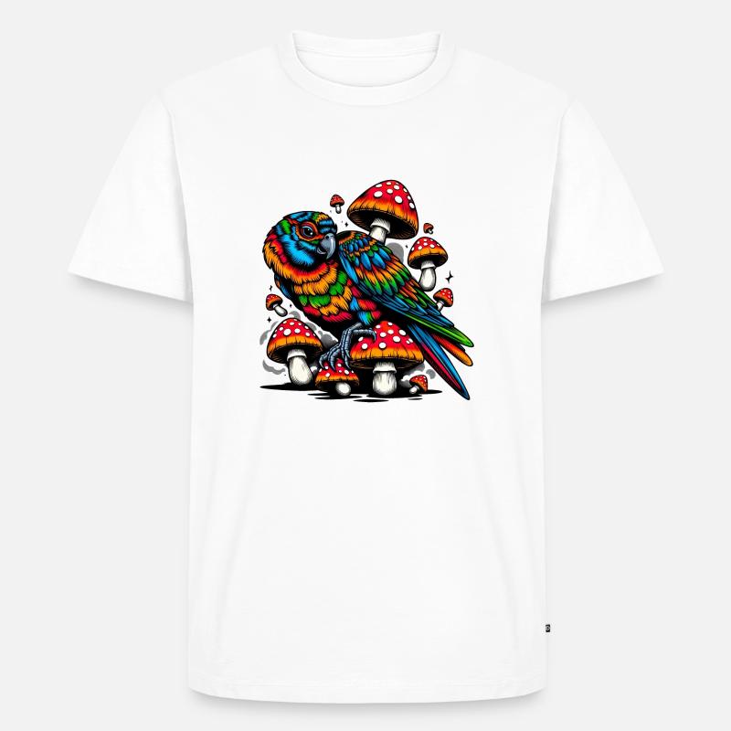 Psychedelic Parrot Paradise - Männer Premium Bio T-Shirt - Weiß