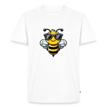 Bee Comic Sunglasses - Men's Premium Organic T-Shirt - white - Front - Nico (187cm)