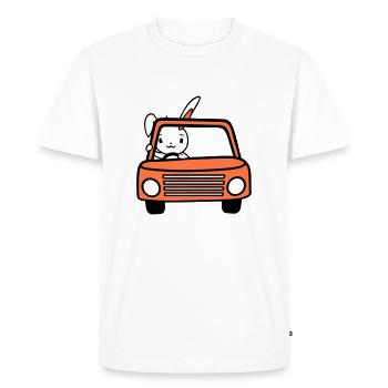 Lapin Conduire Voiture Conduire Permis de conduire Réussi - T-shirt Premium bio Homme - blanc - Devant - Nico (187cm)