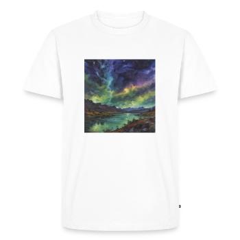 Northern Lights over the Tranquil Lake - Men's Premium Organic T-Shirt - white - Front - Nico (187cm)