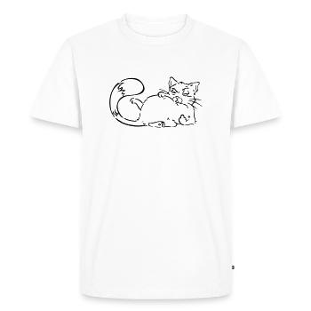 Chat Nope No Nope Doigt du milieu personnalisable - T-shirt Premium bio Homme - blanc - Devant - Nico (187cm)