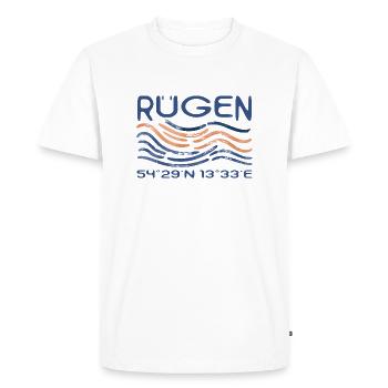 Rügen Mer Baltique Falaises de craie Coordonnées GPS de l’île - T-shirt Premium bio Homme - blanc - Devant - Nico (187cm)
