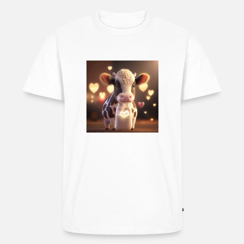 cute Kuh mit Herzchen - Männer Premium Bio T-Shirt - Weiß