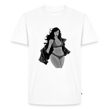 Bikini Girl B/W - Men's Premium Organic T-Shirt - white - Front - Nico (187cm)