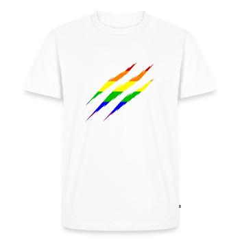 LGBT Rainbow scratches - Men's Premium Organic T-Shirt - white - Front - Nico (187cm)