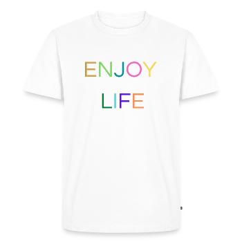 ENJOY LIFE - Positive Thinking - Men's Premium Organic T-Shirt - white - Front - Nico (187cm)