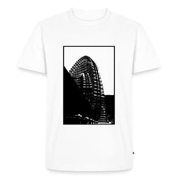 Wooden roller coasters LabelDrop - Men's Premium Organic T-Shirt - white - Front - Nico (187cm)
