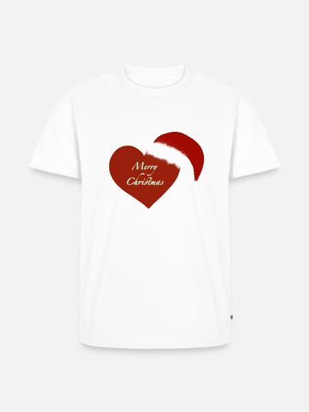 Merry Christmas herz - Männer Premium Bio T-Shirt - Weiß