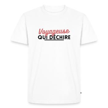 Voyageuse qui déchire - T-shirt Premium bio Homme - blanc - Devant - Nico (187cm)