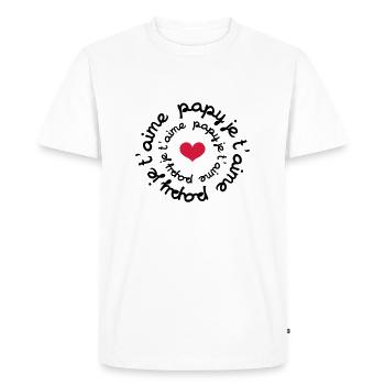 Papy je t'aime - T-shirt Premium bio Homme - blanc - Devant - Nico (187cm)