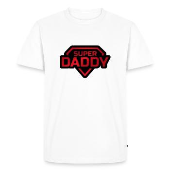 Super Daddy Badge - Men's Premium Organic T-Shirt - white - Front - Nico (187cm)