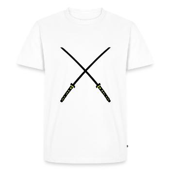 Katana Samurai épées croisées - T-shirt Premium bio Homme - blanc - Devant - Nico (187cm)