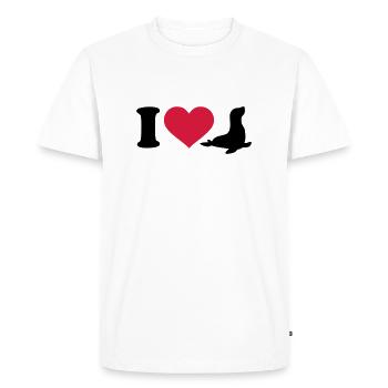 I love Pinnipèdes - T-shirt Premium bio Homme - blanc - Devant - Nico (187cm)