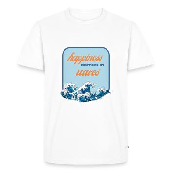 le bonheur vient par vagues - T-shirt Premium bio Homme - blanc - Devant - Nico (187cm)