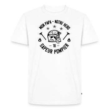 papa sapeur pompier - T-shirt Premium bio Homme - blanc - Devant - Nico (187cm)