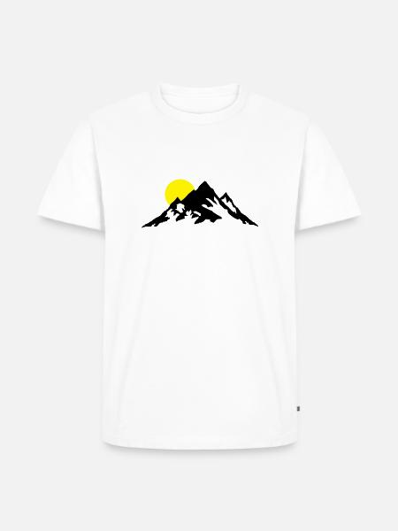 Mountain and Sunrise, Mountains - Ekologiczna koszulka męska Premium - biały