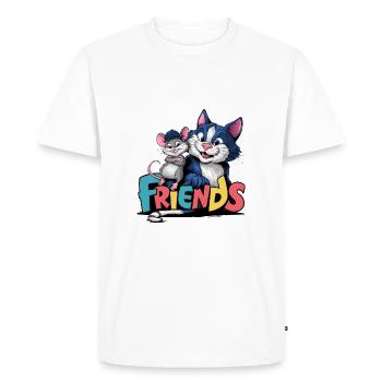 Friends Forever Cat and Mouse Friendship - Men's Premium Organic T-Shirt - white - Front - Nico (187cm)