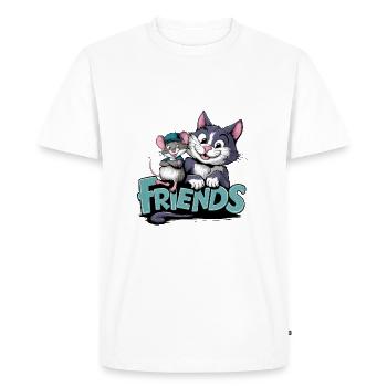 Friendship Cat and Mouse Friends Forever - Men's Premium Organic T-Shirt - white - Front - Nico (187cm)