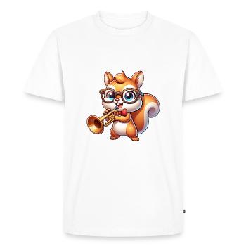 Cute squirrel with trumpet - Men's Premium Organic T-Shirt - white - Front - Nico (187cm)