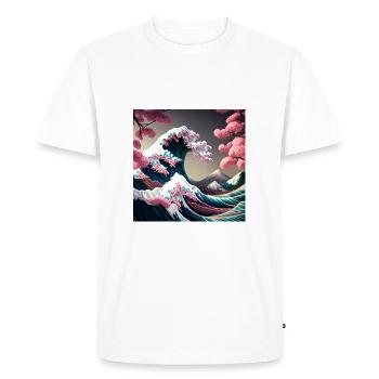 Tsunami Florale au Mont Fuji - T-shirt Premium bio Homme - blanc - Devant - Nico (187cm)