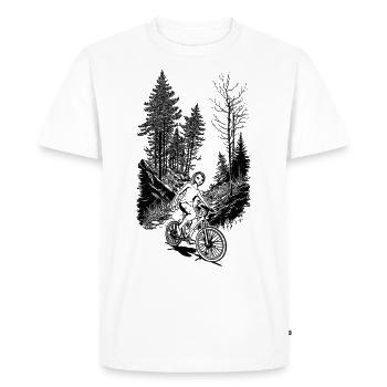 Design for unforgettable bike tours in nature - Men's Premium Organic T-Shirt - white - Front - Nico (187cm)