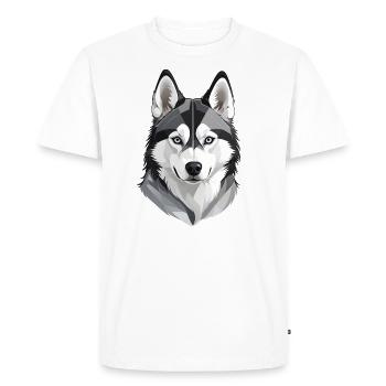Tête de husky mignonne - T-shirt Premium bio Homme - blanc - Devant - Nico (187cm)