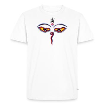 Wisdom Eyes Of Buddha - Bodhnath temple eyes 2 - Men's Premium Organic T-Shirt - white - Front - Nico (187cm)