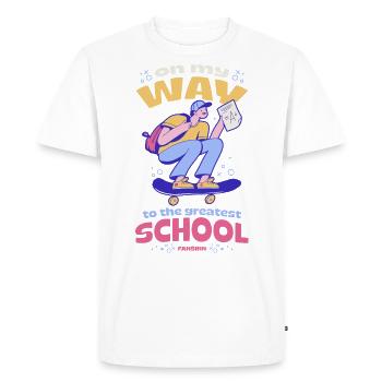 sur le chemin de la meilleure école - T-shirt Premium bio Homme - blanc - Devant - Nico (187cm)