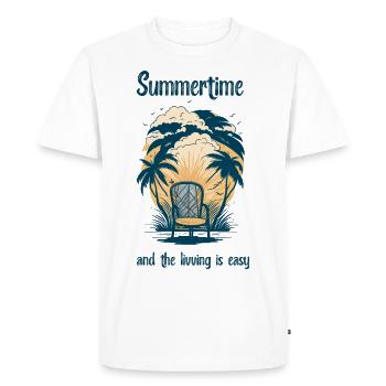 Summertime and the living is easy. Cool saying. - Men's Premium Organic T-Shirt - white - Front - Nico (187cm)