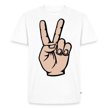 Viktory Signe de Paix Main - T-shirt Premium bio Homme - blanc - Devant - Nico (187cm)