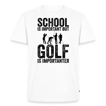 School is important but golf is importanter - T-shirt Premium bio Homme - blanc - Devant - Nico (187cm)