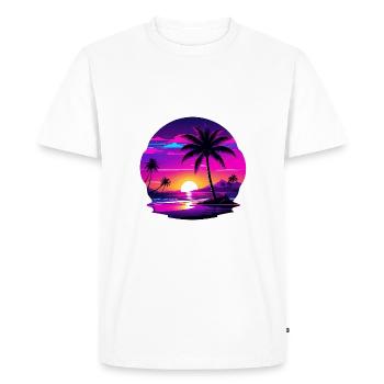Vacation Beach Paradise Sunset - Men's Premium Organic T-Shirt - white - Front - Nico (187cm)