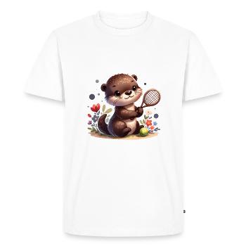 Mignon joueur de tennis loutre - T-shirt Premium bio Homme - blanc - Devant - Nico (187cm)