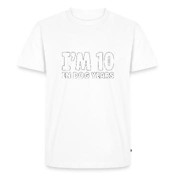 J’ai 10 ans en années de chien - T-shirt Premium bio Homme - blanc - Devant - Nico (187cm)