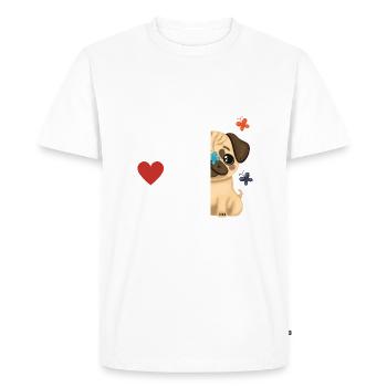 Cute Pug Pugs & Kisses Design - Men's Premium Organic T-Shirt - white - Front - Nico (187cm)