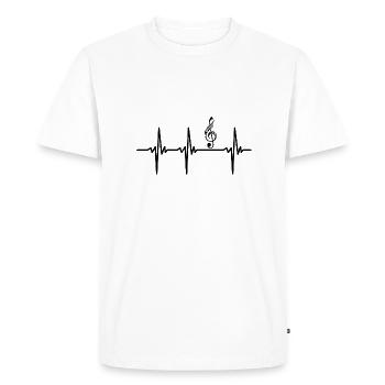 Battement de coeur pour le tatouage de musique de clef - T-shirt Premium bio Homme - blanc - Devant - Nico (187cm)