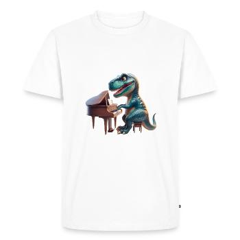 Conception de fan de musique de pianiste de dinosaure cool - T-shirt Premium bio Homme - blanc - Devant - Nico (187cm)