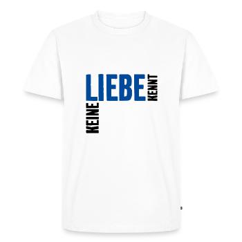 LIEBE KENNT KEINE LIGA - Männer Premium Bio T-Shirt - Weiß - Vorne - Nico (187cm)