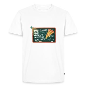 Funny Math Teacher Design Pizza & Problem Solving - Men's Premium Organic T-Shirt - white - Front - Nico (187cm)