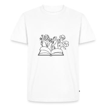 Book with flowers, reading, hobby, bookworm, flowers - Men's Premium Organic T-Shirt - white - Front - Nico (187cm)
