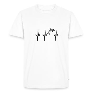 Heartbeat for dolphins in tribal tattoo style - Men's Premium Organic T-Shirt - white - Front - Nico (187cm)