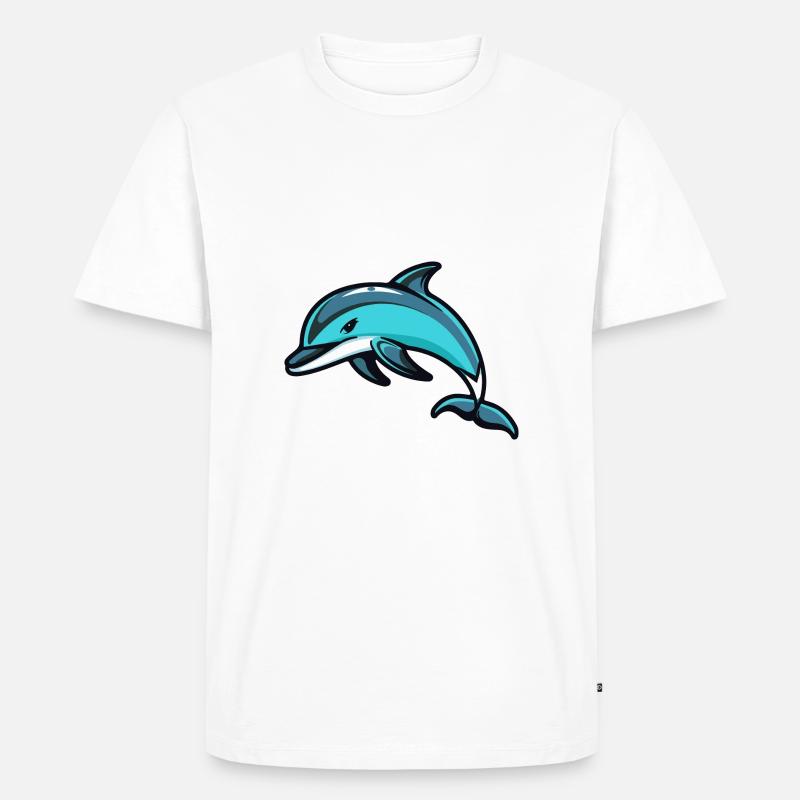 Delfin Comic - Männer Premium Bio T-Shirt - Weiß