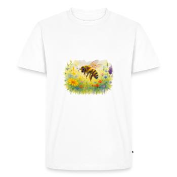 Bee Happy | Cute bees watercolor motif - Men's Premium Organic T-Shirt - white - Front - Nico (187cm)