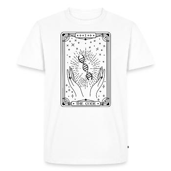 The Code (black) - Men's Premium Organic T-Shirt - white - Front - Nico (187cm)
