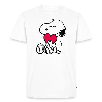 Peanuts Snoopy Herz Love Valentinstag Geschenk - Männer Premium Bio T-Shirt - Weiß - Vorne - Nico (187cm)