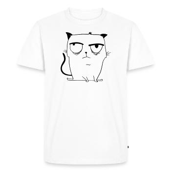 Cartoon Cat - Drôle de chat Evil Eye Nerves - T-shirt Premium bio Homme - blanc - Devant - Nico (187cm)